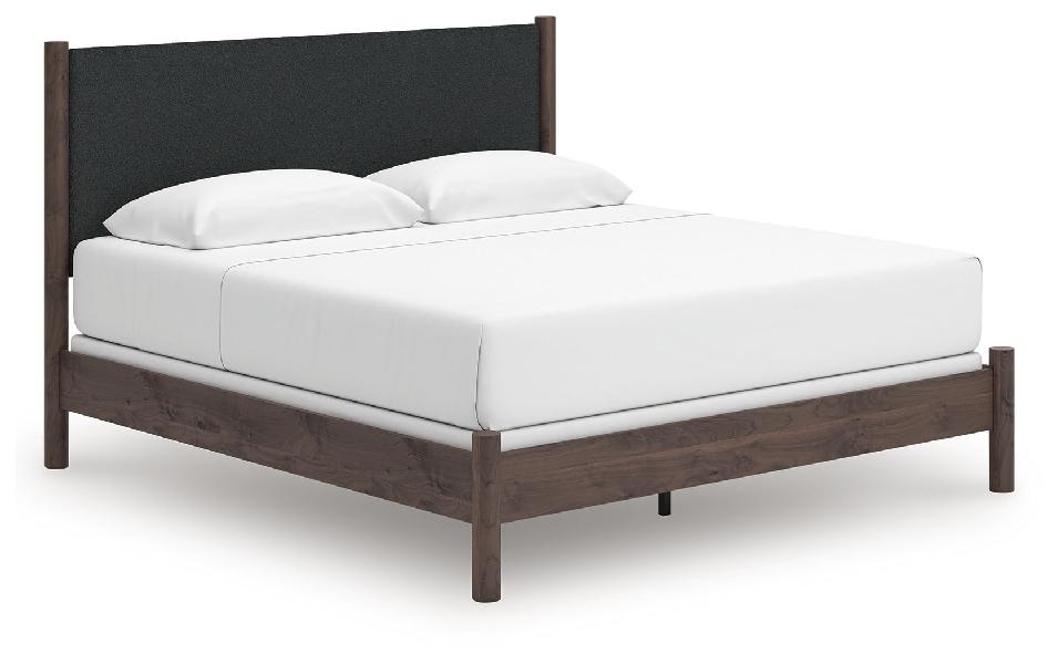 Image of Pamytta - King Upholstered Panel Bed - Brown