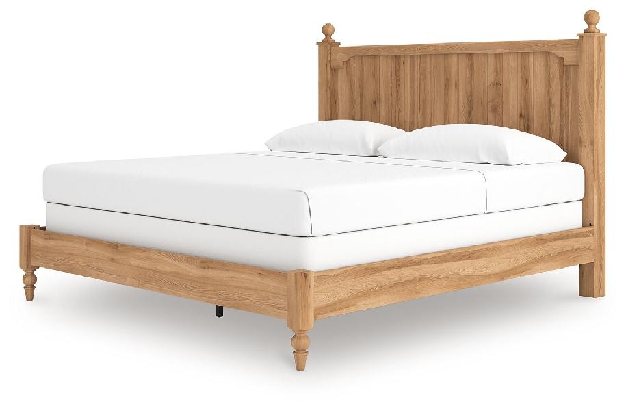 Image of Aleaport - King Panel Bed - Warm Brown