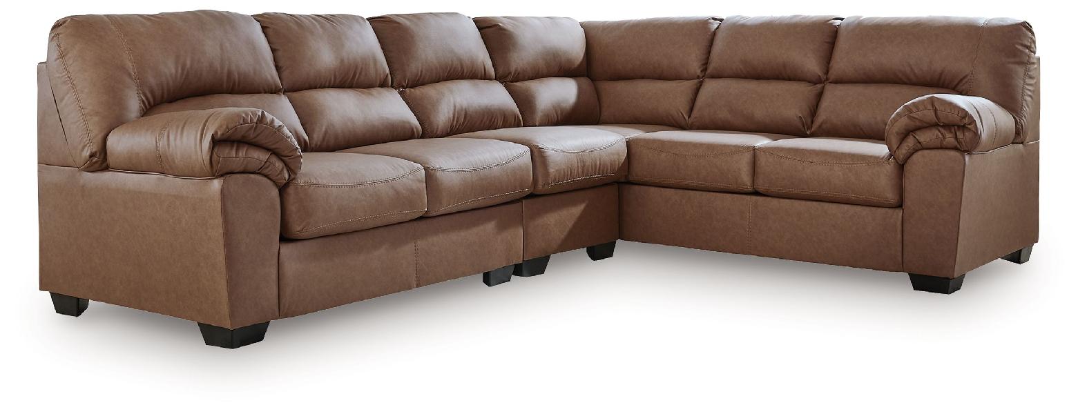 Image of WillowBend - 3-Piece Sectional With RAF Sofa With Corner Wedge - Caramel