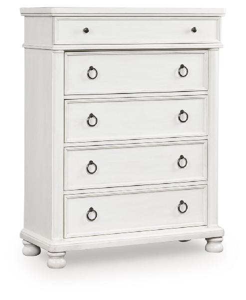 Image of Rowlenstown - Five Drawer Chest - Antique White