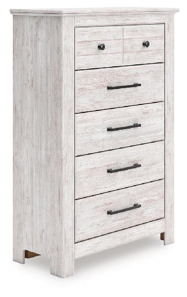 Image of Makidern - Five Drawer Chest - Whitewash