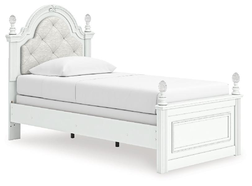 Image of Kozlani - Twin Upholstered Panel Bed - White