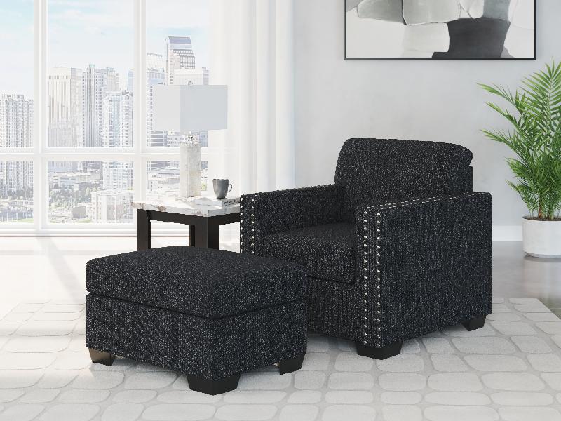 Image of Jasmine Peaks - 2 Pc. - Chair, Ottoman - Coal