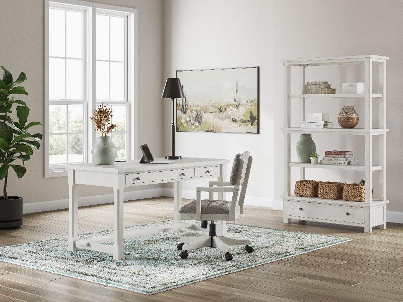 Image of Robbinsdale - 3 Pc. - Home Office Desk, Home Office Desk Chair, Bookcase - Antique White
