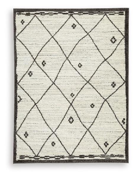 Image of Fenriston - 5' x 8' Rug - Cream / Black