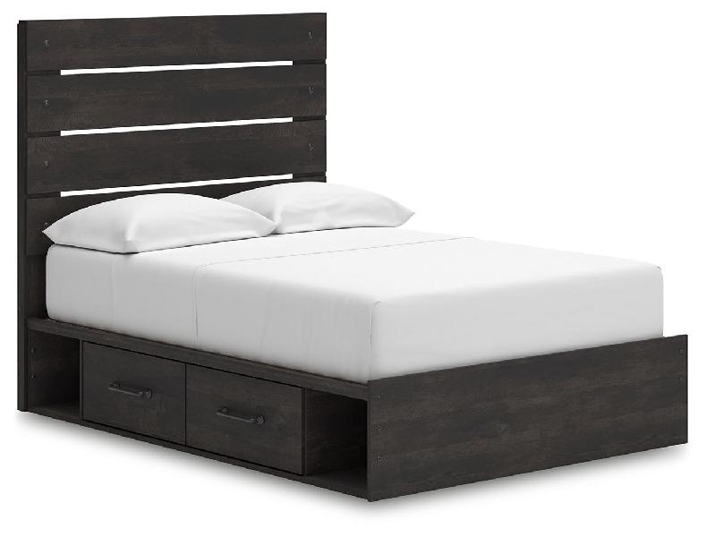 Image of Hollivern - Full Panel Bed With Storage - Dark Gray
