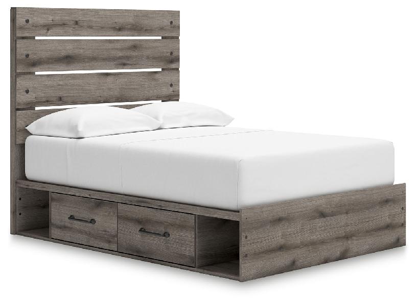 Image of Graystorm - Full Panel Bed With Storage - Brown Gray