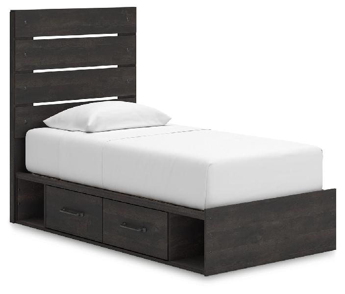 Image of Hollivern - Twin Panel Storage Bed - Dark Gray