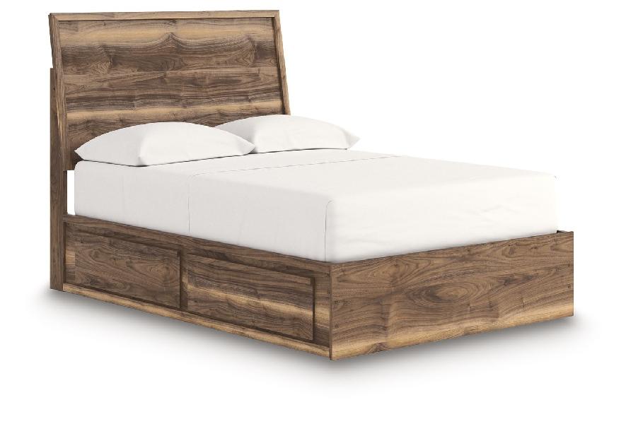 Image of Chirason - Full Panel Bed With Storage - Brown
