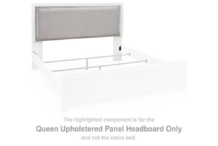 Image of Maeling - Queen Upholstered Panel Headboard - White / Gray