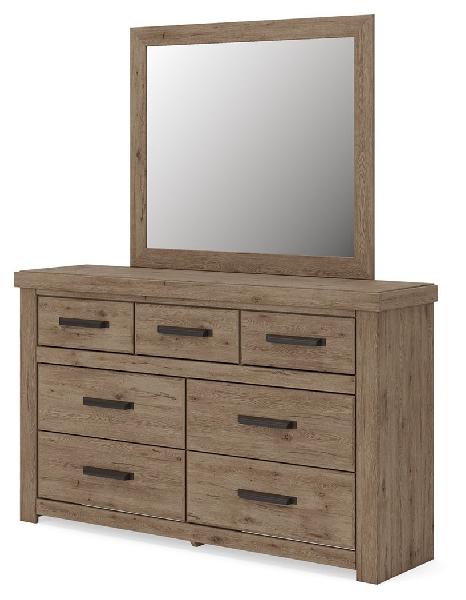 Image of Oliandon - Dresser And Mirror - Light Brown