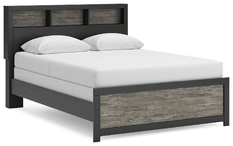 Image of Broachmyn - Queen Bookcase Bed - Black / Gray