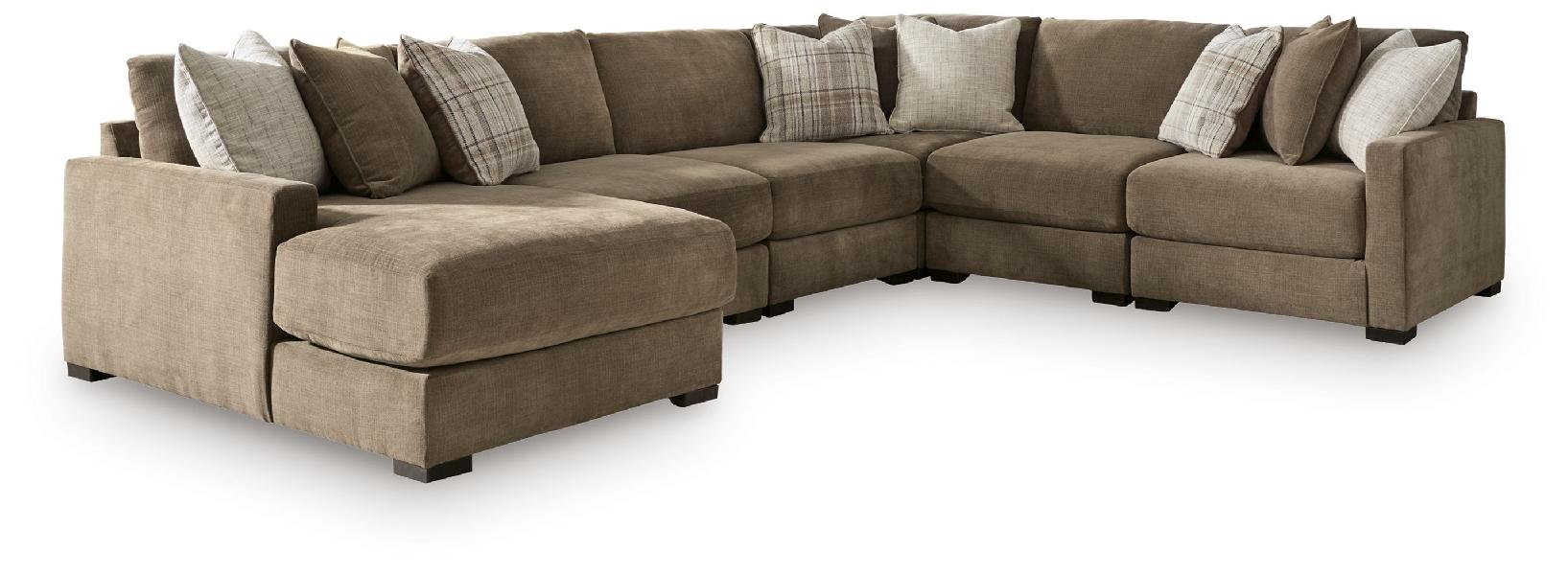 Image of Camellia-Court - 6-Piece Sectional With LAF Corner Chaise - Coffee