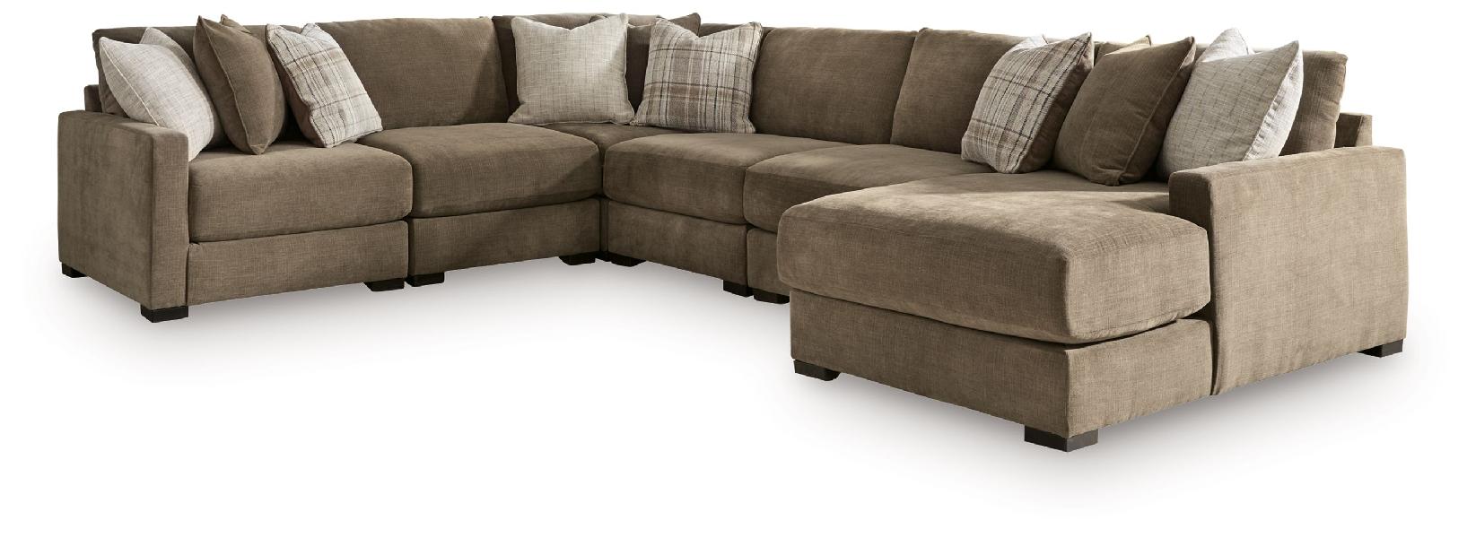 Image of Camellia-Court - 6-Piece Sectional With RAF Corner Chaise - Coffee