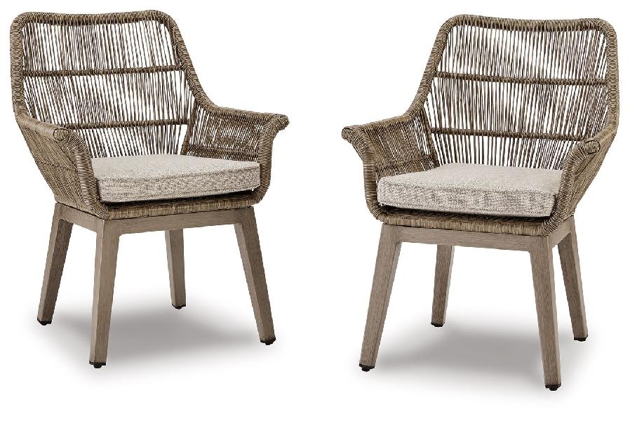 Image of Beach Front - Arm Chair With Cushion (Set of 2) - Beige