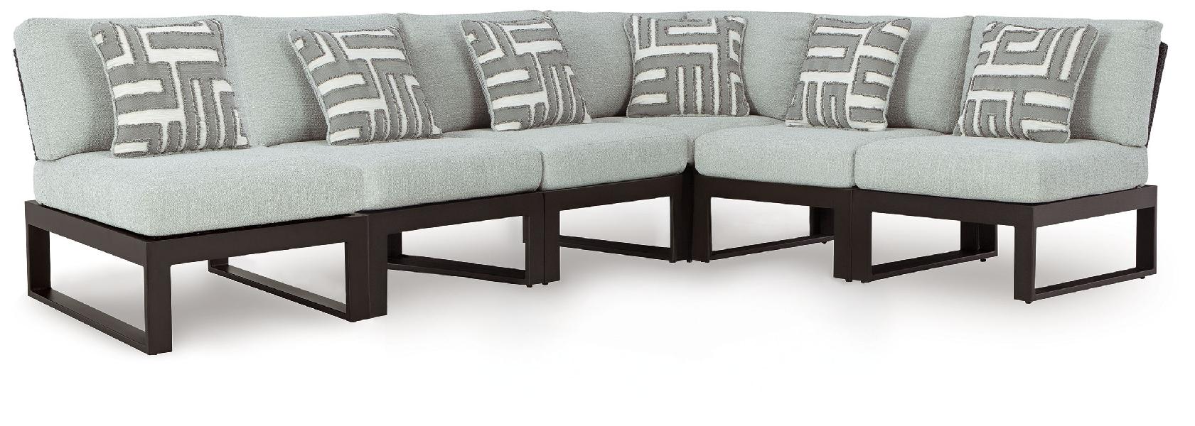 Image of Beachloft - 6-Piece Outdoor Sectional - Black / Gray