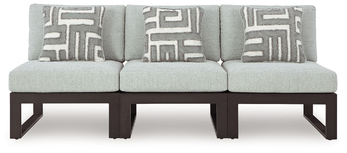 Image of Beachloft - 3-Piece Outdoor Sectional - Black / Gray