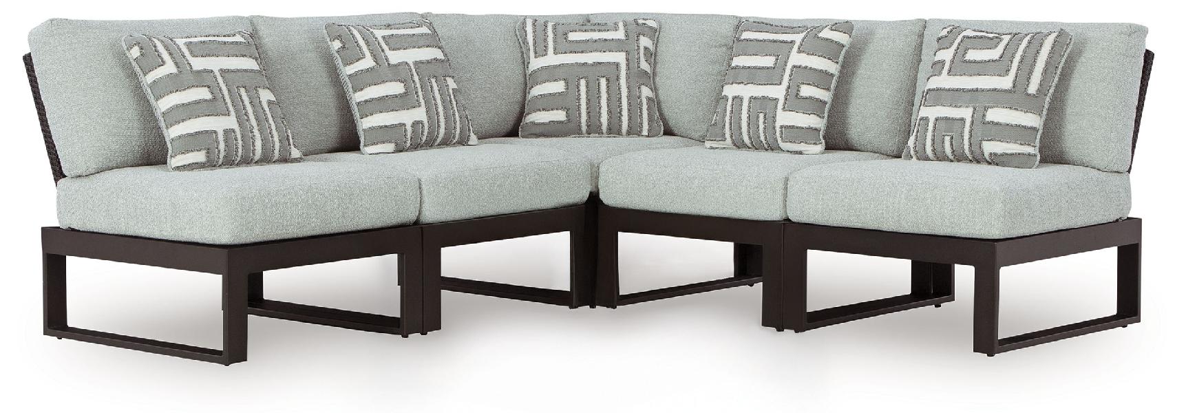 Image of Beachloft - 5-Piece Outdoor Sectional - Black / Gray
