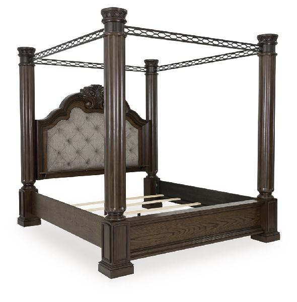 Image of Maylee - King Canopy Bed - Dark Brown