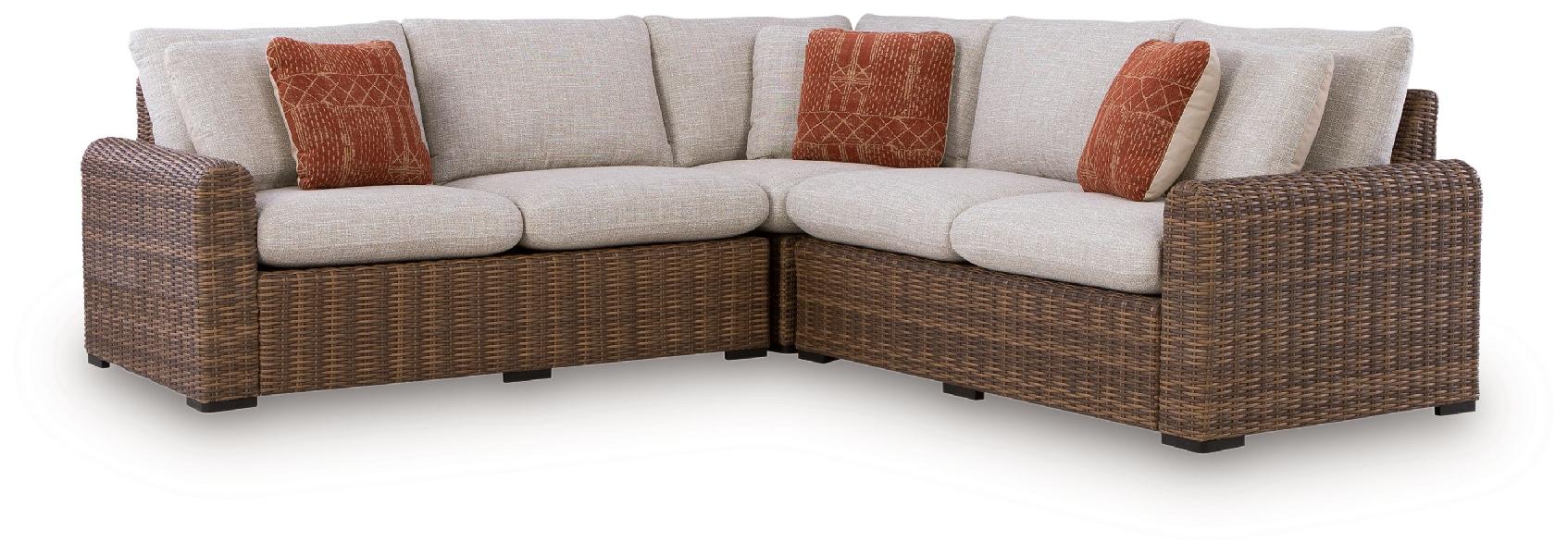 Dolan Creek - 3-Piece Outdoor Sectional - Beige / Brown