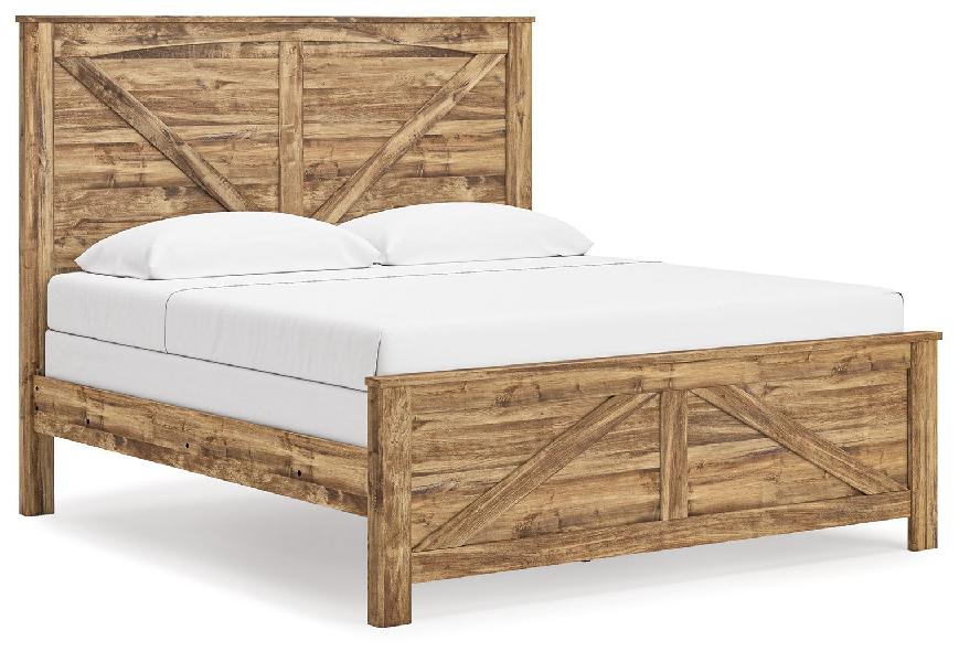 Image of Maystonna - King Crossbuck Panel Bed - Brown