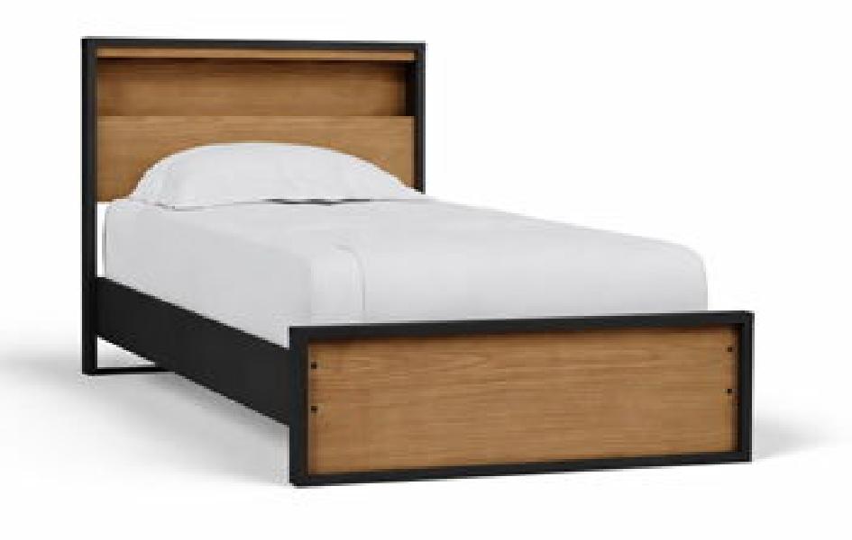 Image of Kozmour - Twin Bookcase Complete Bed Frame - Black / Brown
