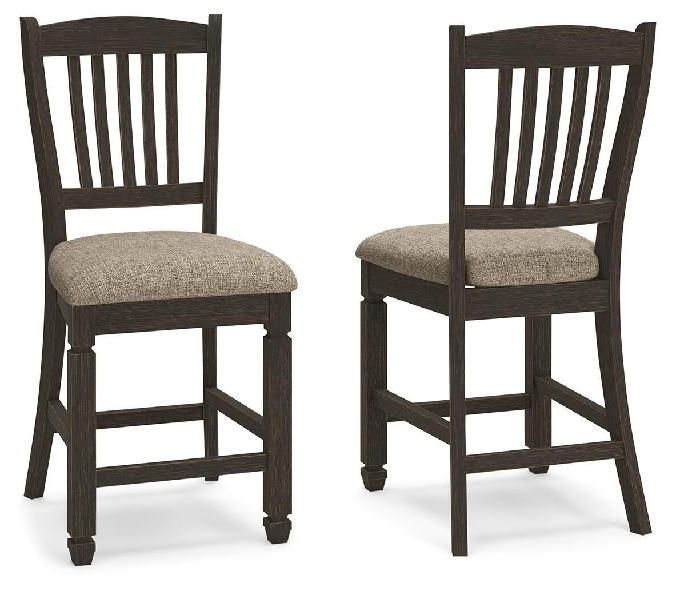 Image of Tyler Creek - Upholstered Barstool (Set of 2) - Black / Grayish Brown