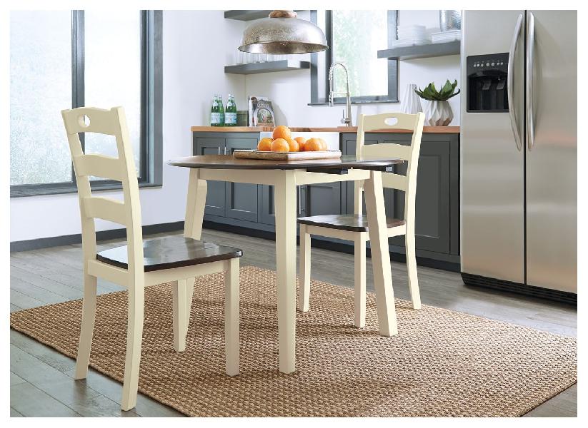 Image of Woodanville - Round DRM Drop Leaf Table - Cream / Brown