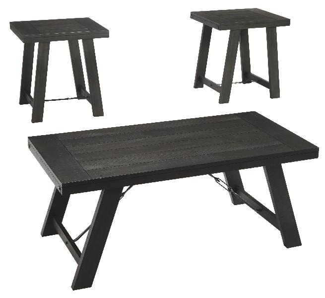 Image of Noorbrook - Occasional Table Set (Set of 3) - Black / Pewter