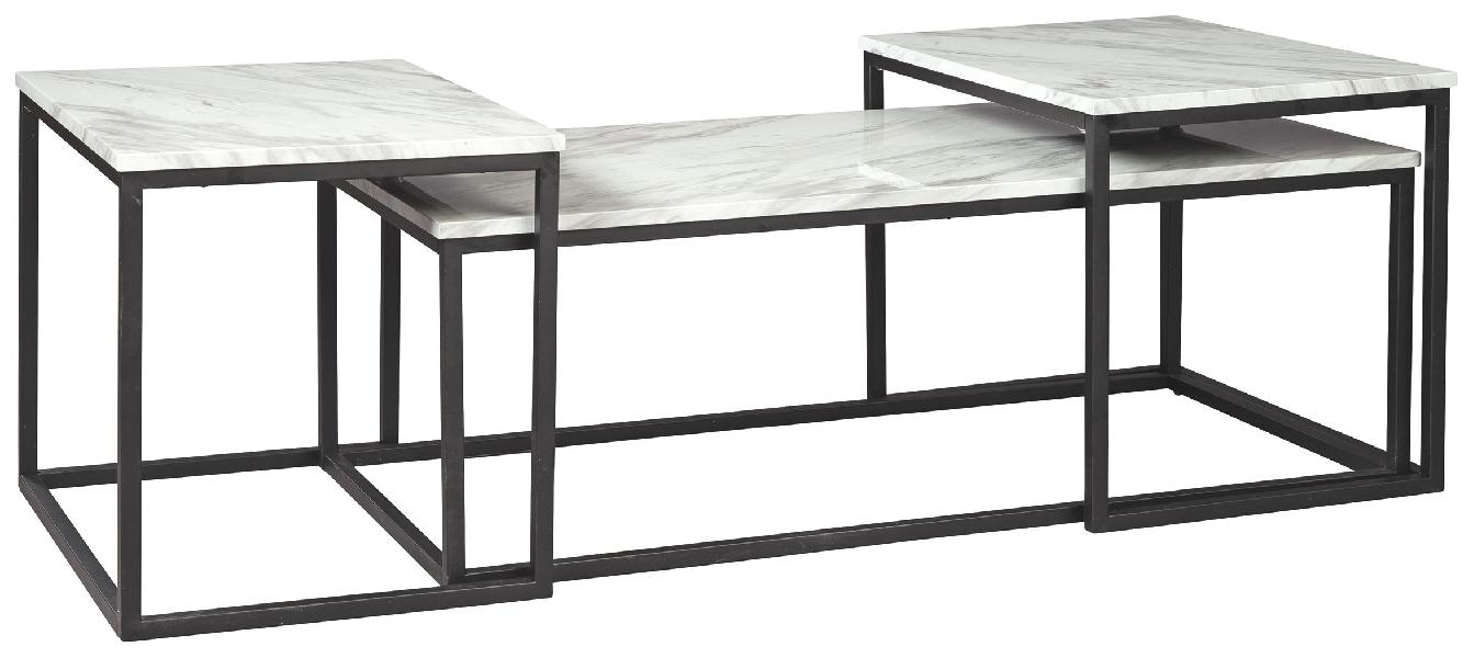 Image of Donnesta - Occasional Table Set (Set of 3) - Gray / Black