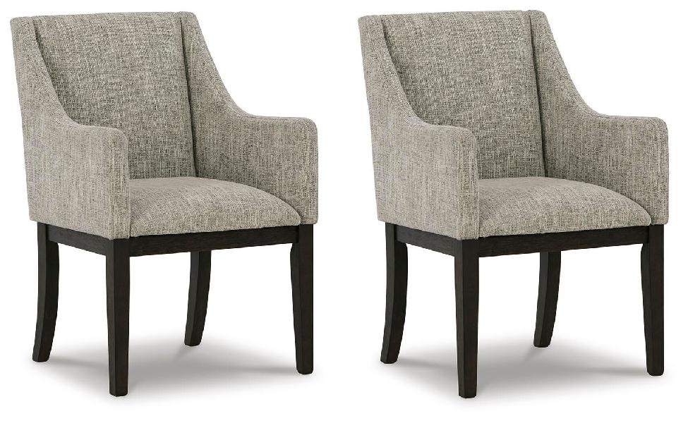 Image of Burkhaus - Dining UPH Arm Chair (Set of 2) - Beige / Dark Brown