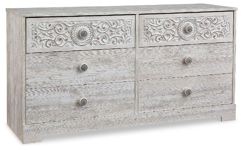 Image of Paxberry - Six Drawer Dresser - Weatherworn - Whitewash