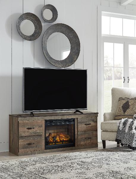 Image of Trinell - TV Stand With Electric Fireplace - Brown