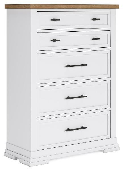 Image of Ashbryn - Five Drawer Chest - White / Natural