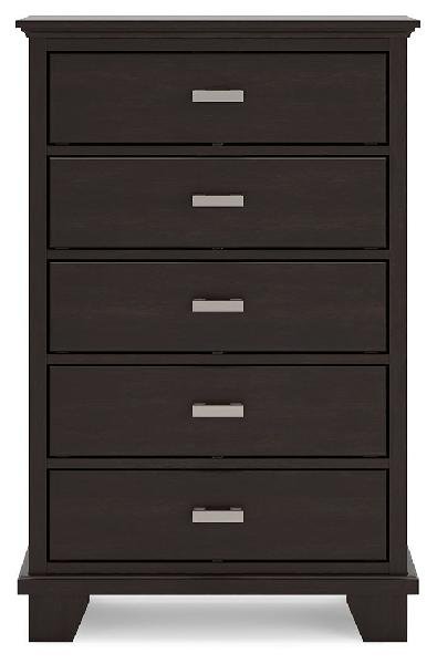 Image of Covetown - Five Drawer Chest - Dark Brown