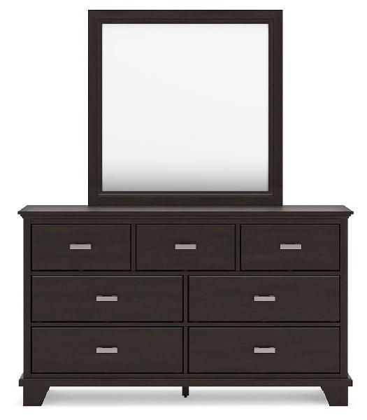 Image of Covetown - Dresser And Mirror - Dark Brown