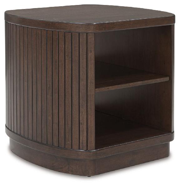 Image of Korestone - Square End Table - Dark Brown