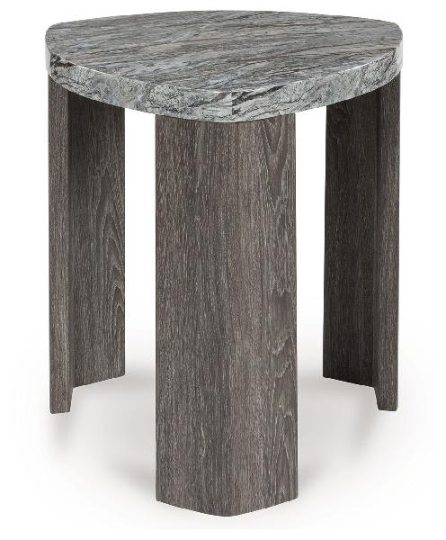 Image of Surmour - Triangle End Table - Gray / Brown
