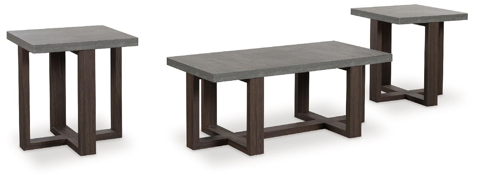 Image of Dynnford - Occasional Table Set (Set of 3) - Gray / Brown