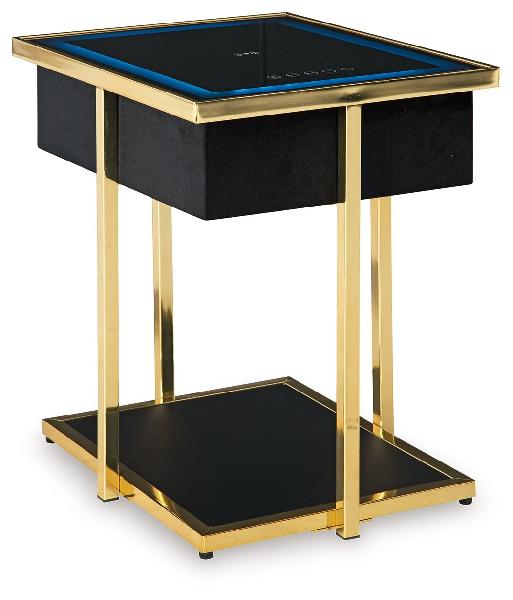 Image of Rexwell - Accent Table With Speaker - Black / Gold Finish