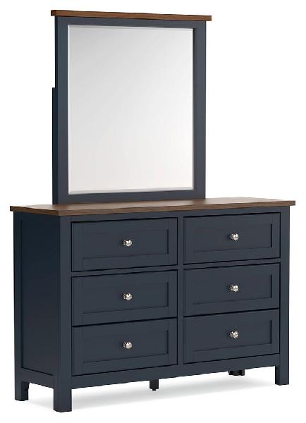 Image of Landocken - Dresser and Mirror - Brown / Blue