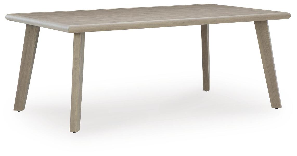 Image of Cliff Trails - Rectangle Dining Table With Umbrella Option - Beige