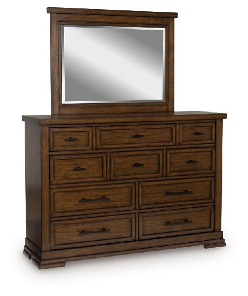 Image of Taffenbrook - Dresser And Mirror - Medium Brown