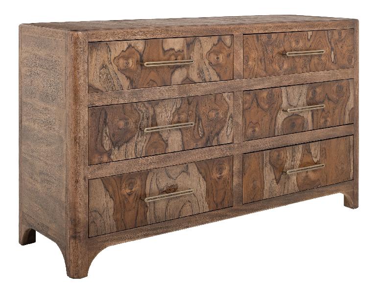 Image of Praga - 6-Drawer Dresser - Almond / Barrel Brown