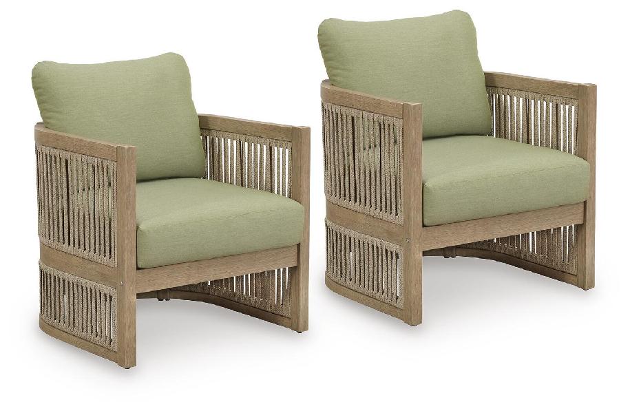 Image of Serena Shores - Lounge Chair With Cushion (Set of 2) - Beige / Green