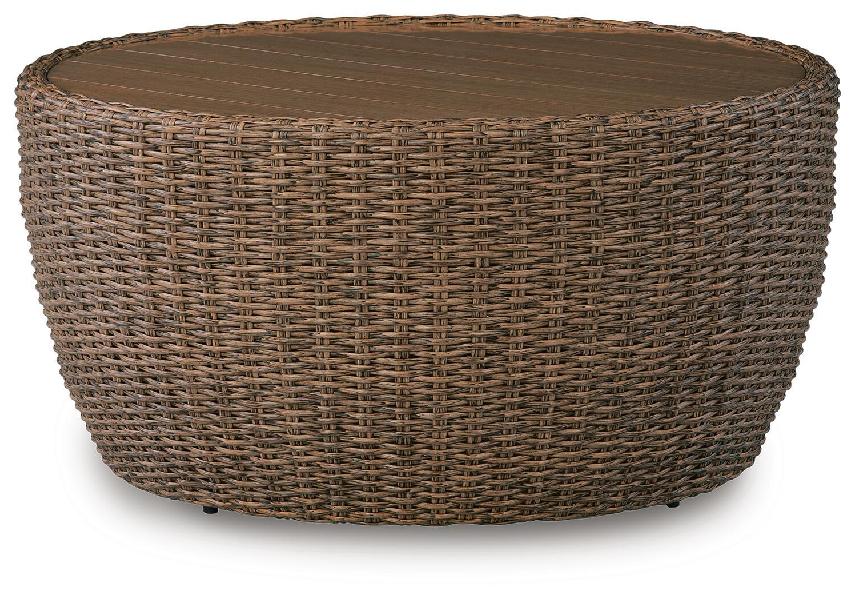 Image of Double Point - Round Cocktail Table - Beige
