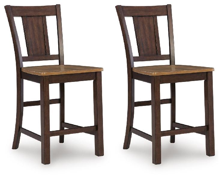 Image of Rylandeen - Barstool (Set of 2) - Light Brown / Dark Brown