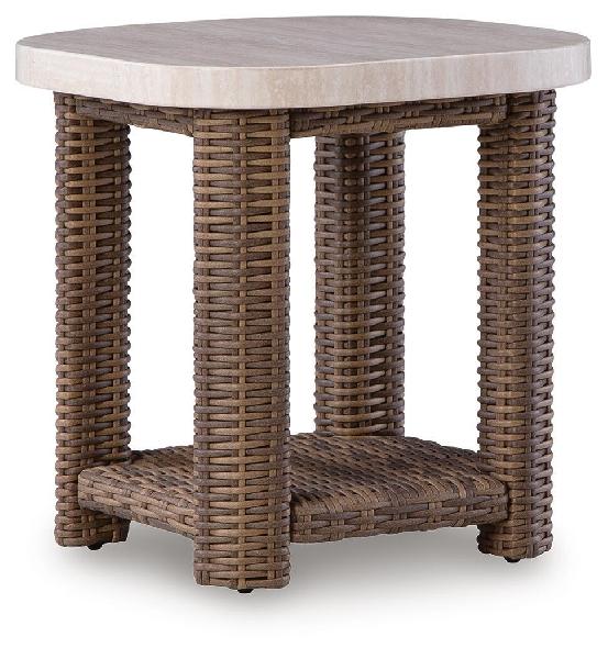 Image of Dolan Creek - Square End Table - Beige / Brown