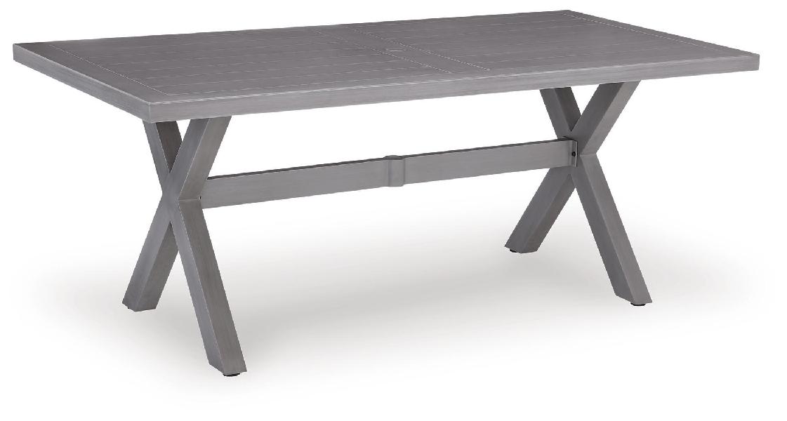 Image of Half Moon Beach - Rectangular Dining Table With Umbrella Option - Gray