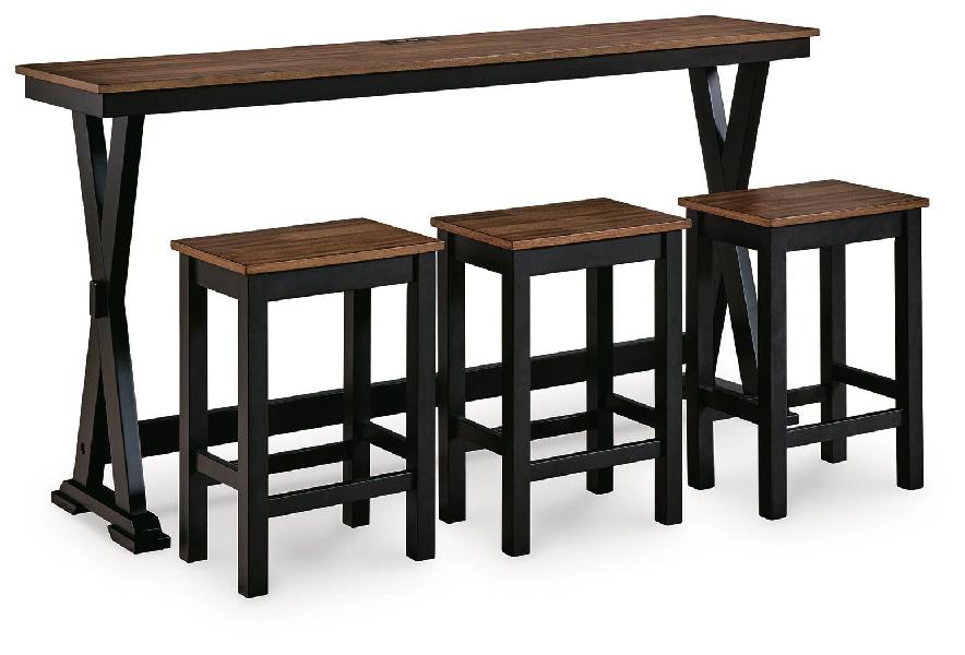 Image of Wildenauer - Rectangular Dining Room Counter Table Set (Set of 4) - Brown / Black